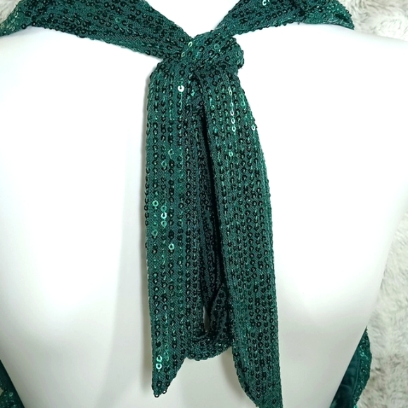 NWT Vint & Love Green Sparkle Sleeveless Sequined & Glitter Wedding Blouse Sz L - Picture 9 of 16
